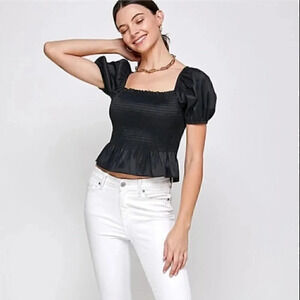 Puffed Sleeved Blouse Black
